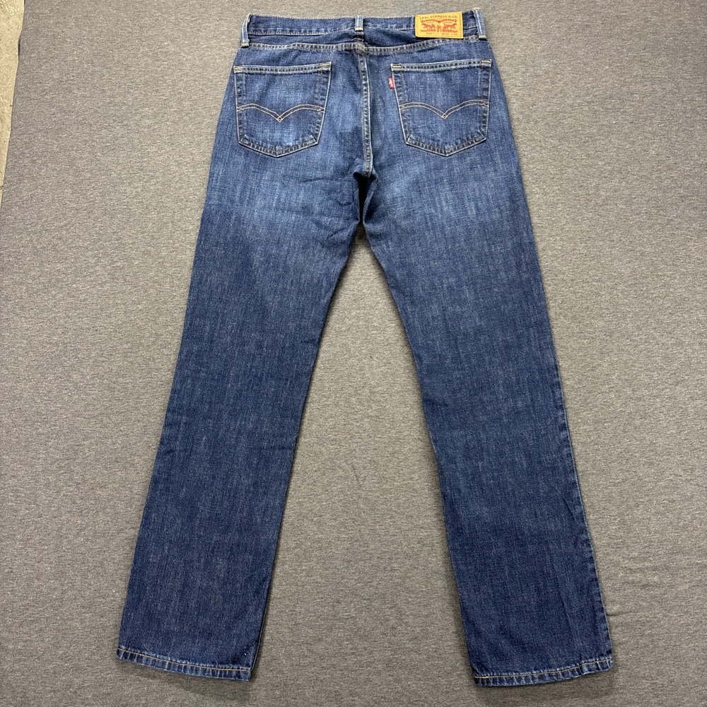 Levis 514 Jeans Mens 31x32 Blue Denim Straight Fit Whiskered Fade Streetwear - Picture 6 of 10
